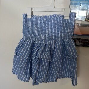 blue flowy mini skirt